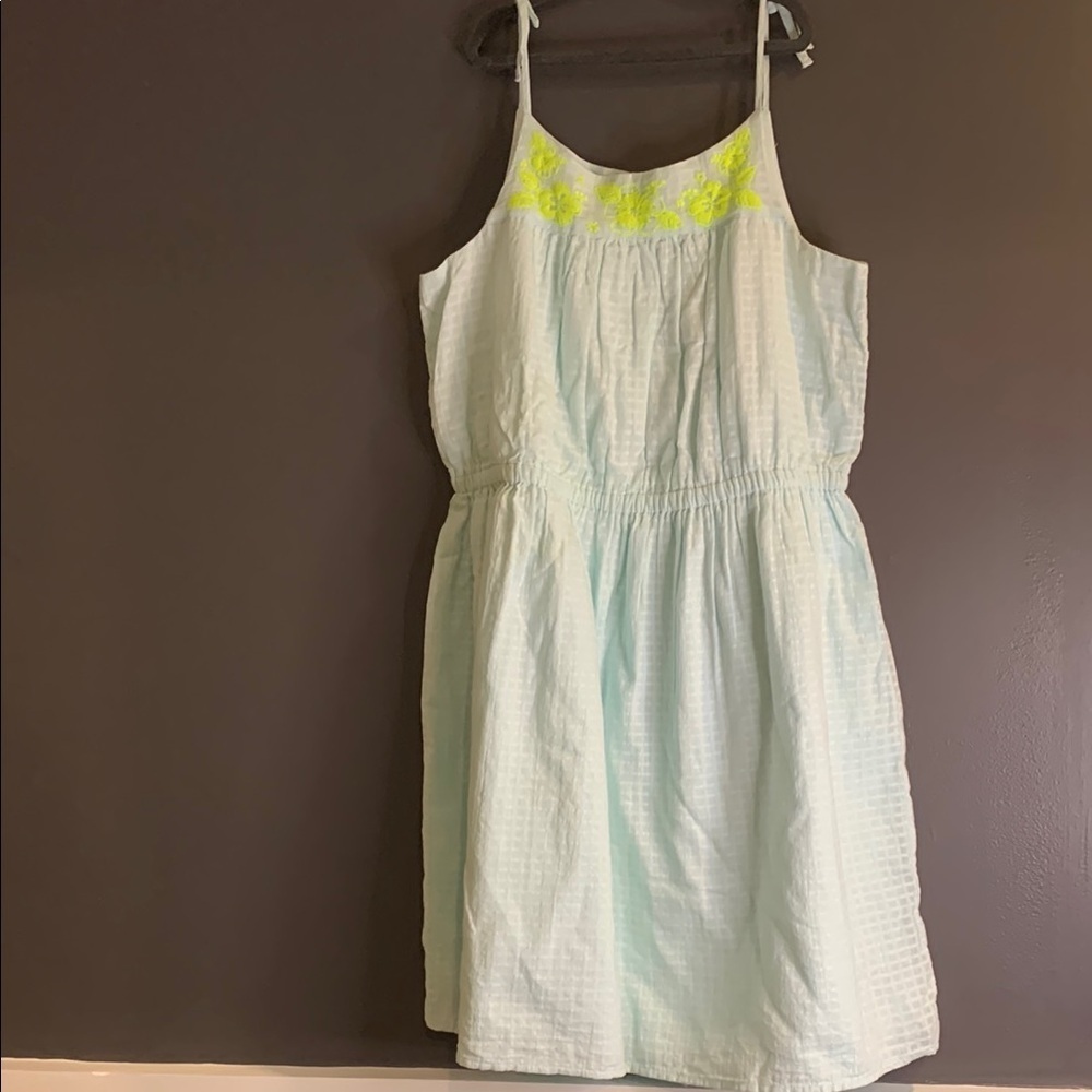 Gap Kids Light Blue Dress with Neon Yellow Accents size XXL Plus